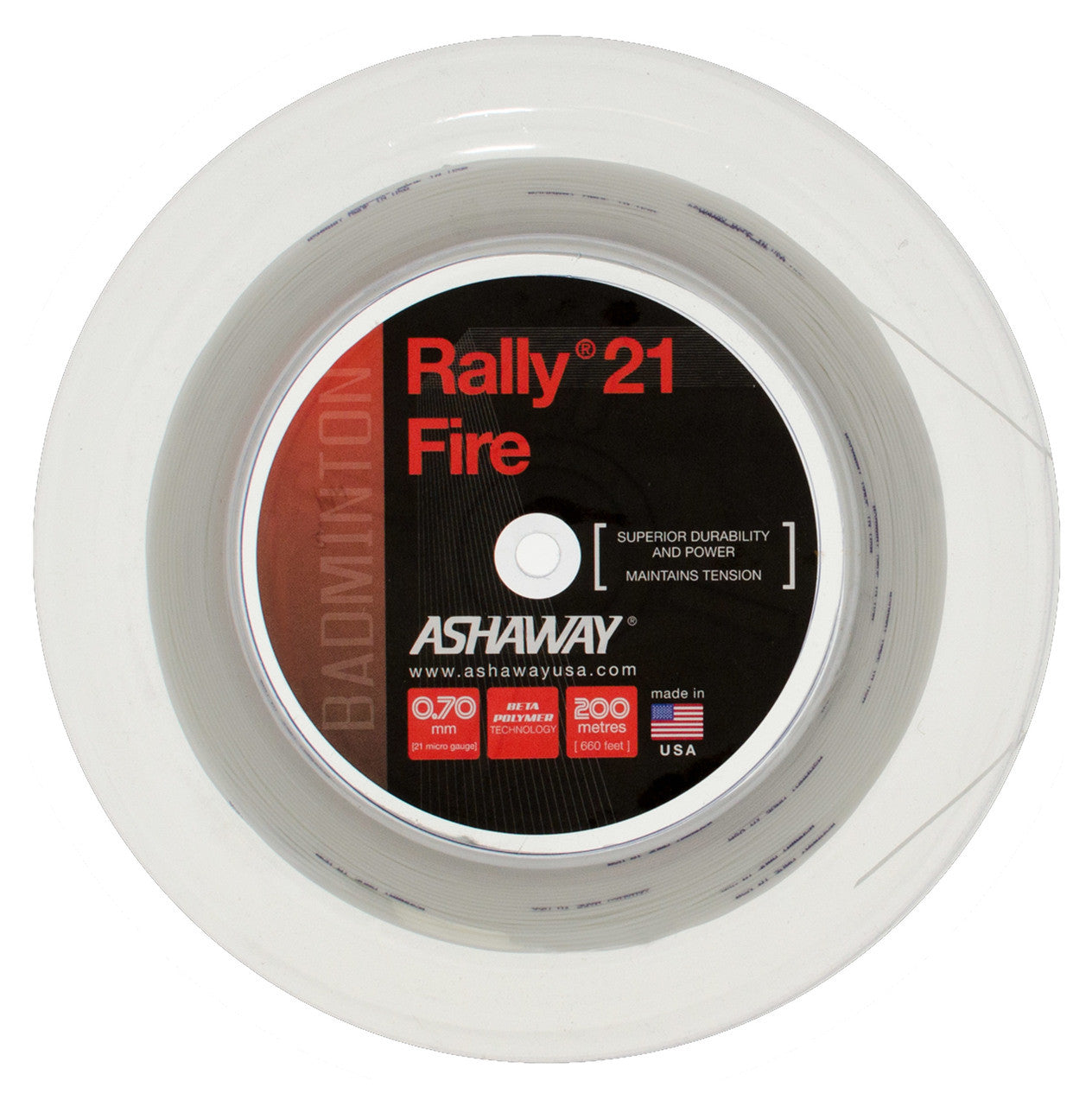 Ashaway Zymax Rally 21 Fire Badminton String Reel (200m)