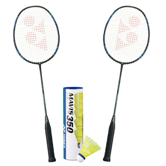 Yonex Badminton Combo Set (Two ArcSaber 2 Clear Rackets + 1 tube of Mavis 350 Shuttlecock)